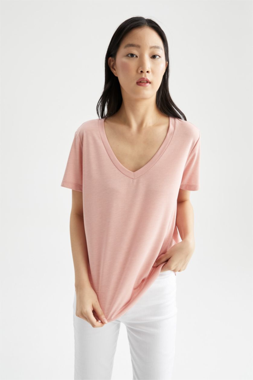 نساء سيموني Regular Fit Cotton Short Sleeve T-Shirt