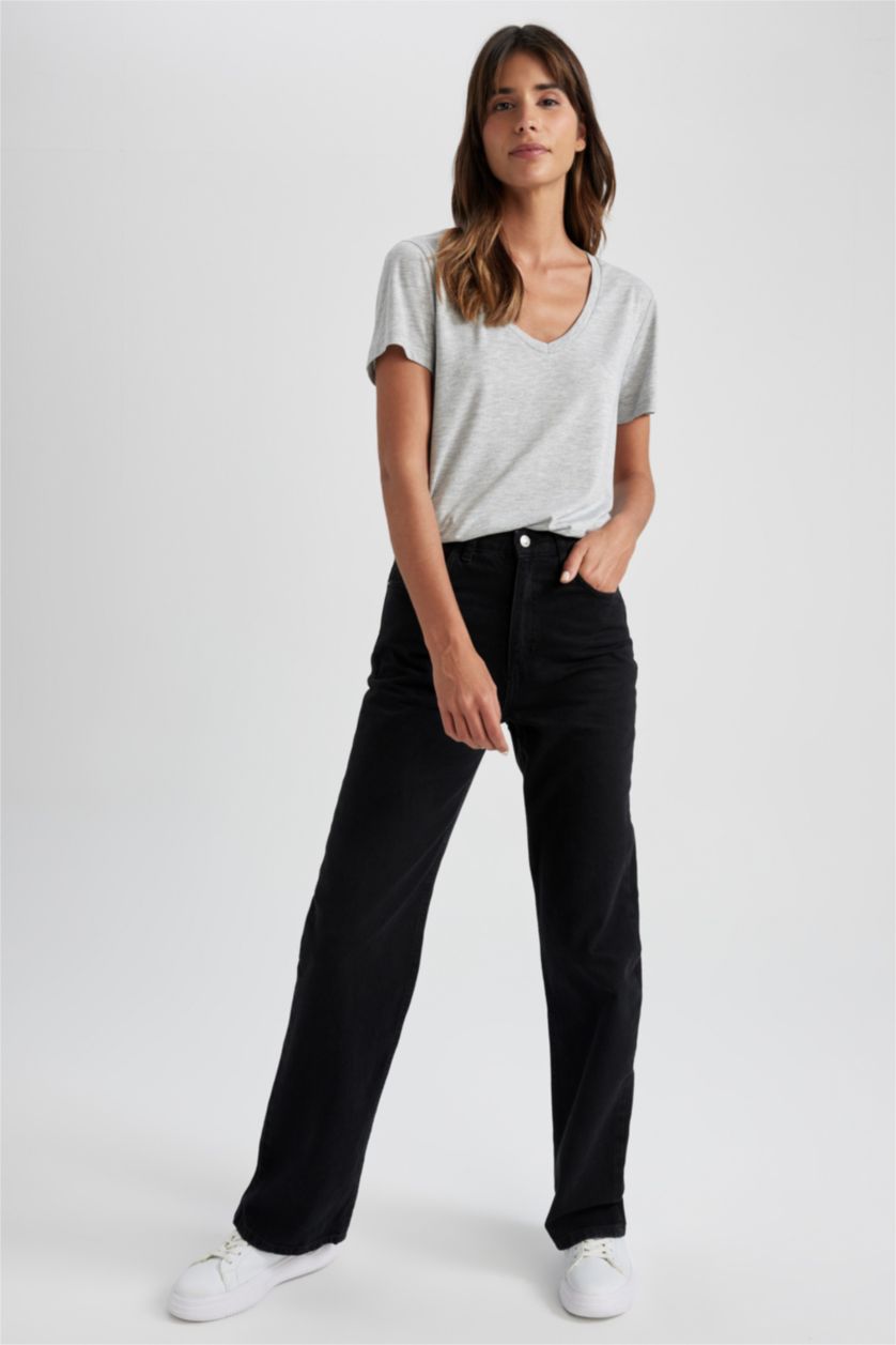 Kadın Gri Melanj Basıc Tişört