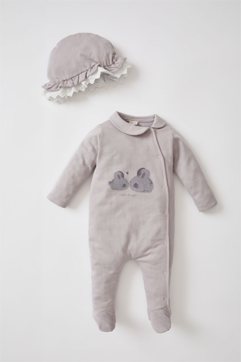 BABY GIRL Lilac 2 piece Thin Sweatshirt Fabric Regular Fit Baby Collar Jumpsuit