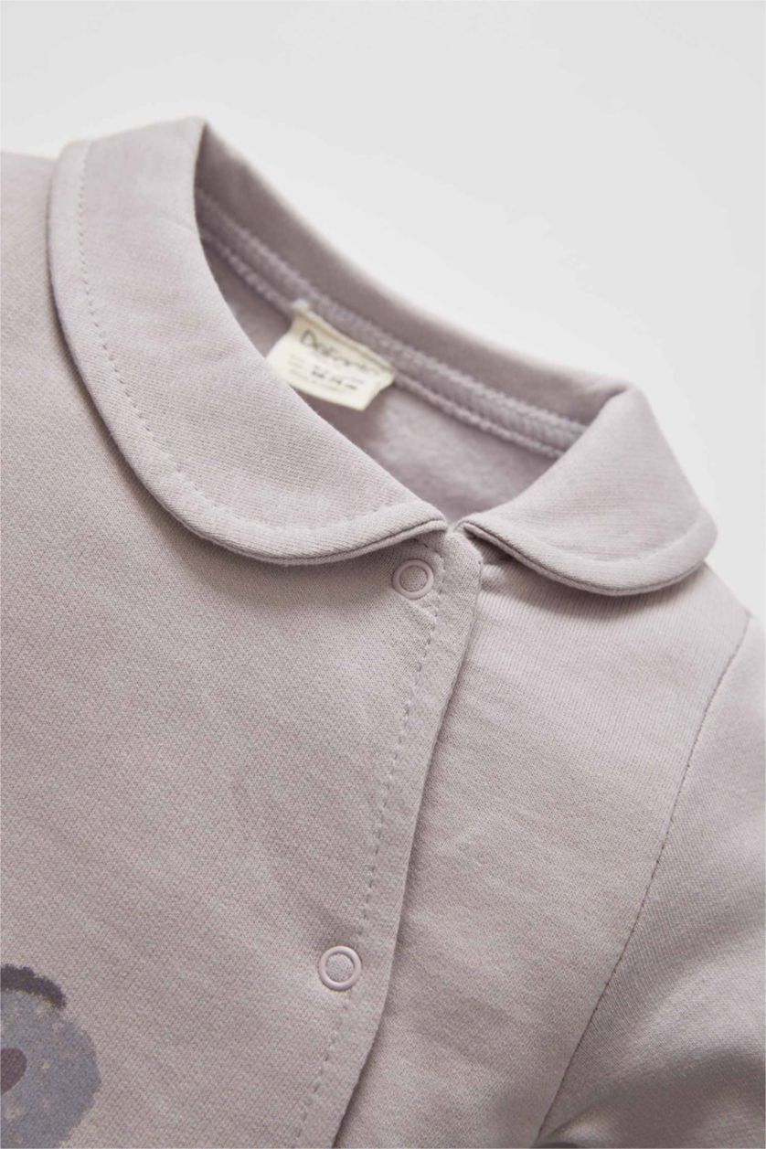 BABY GIRL Lilac 2 piece Thin Sweatshirt Fabric Regular Fit Baby Collar Jumpsuit