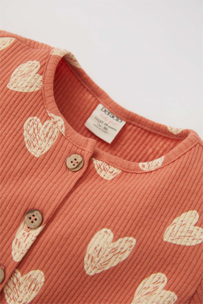 Baby Girl Orange Baby Girl Patterned Short Sleeve Ribbed Camisole Dress