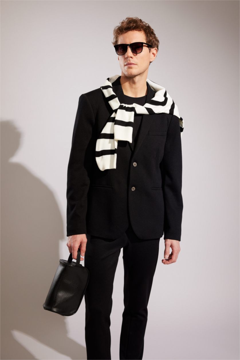 HOMME Noir Blazer Doublé Coupe Slim