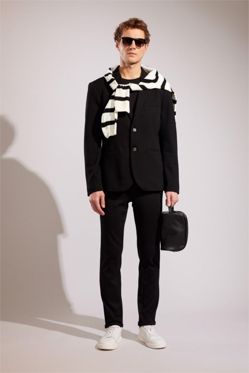 HOMME Noir Blazer Doublé Coupe Slim