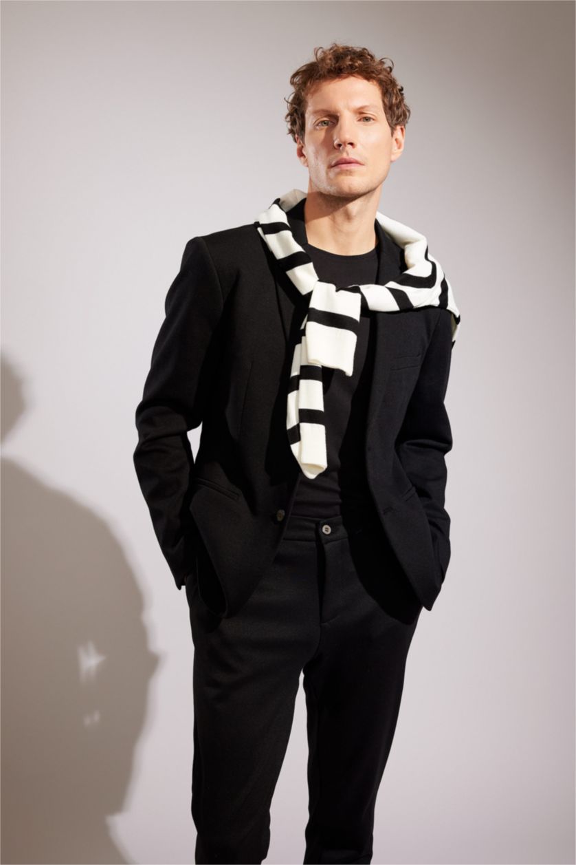 HOMME Noir Blazer Doublé Coupe Slim