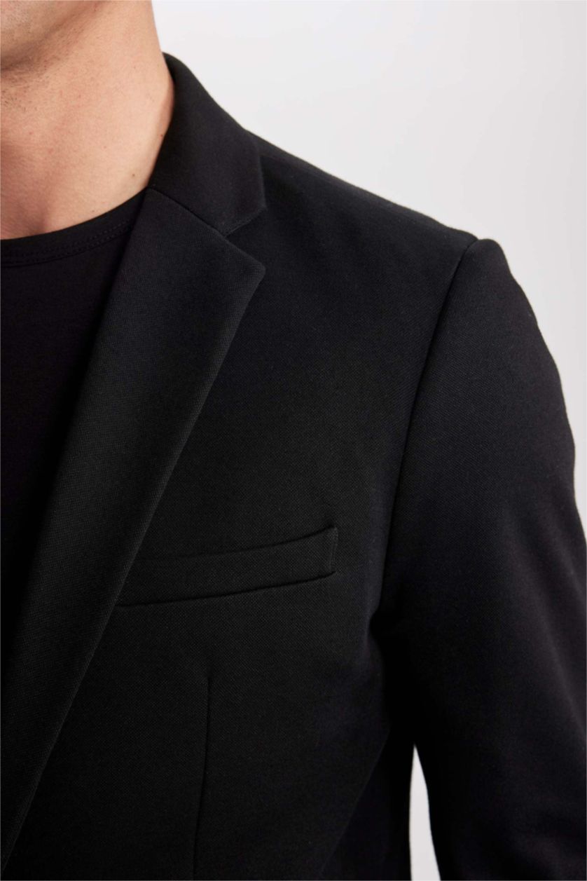 HOMME Noir Blazer Doublé Coupe Slim