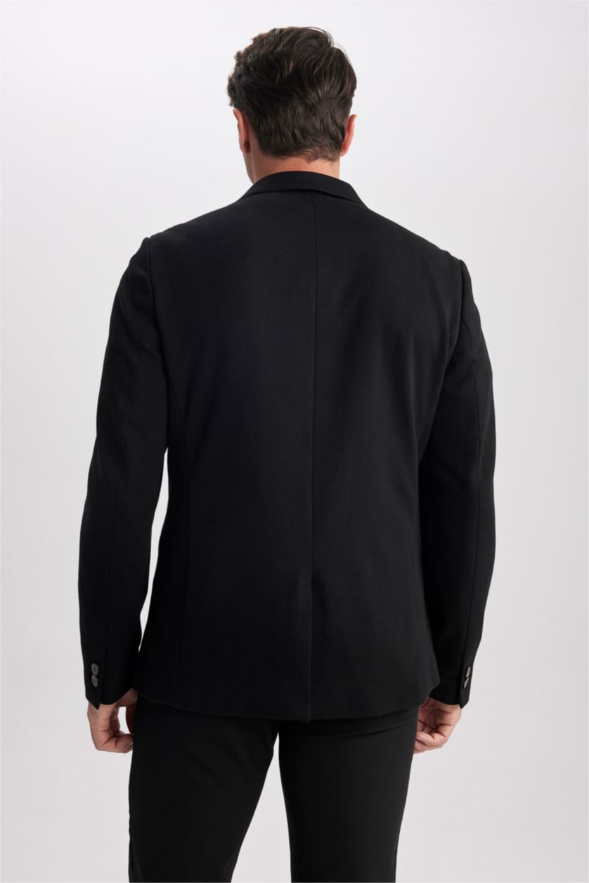HOMME Noir Blazer Doublé Coupe Slim