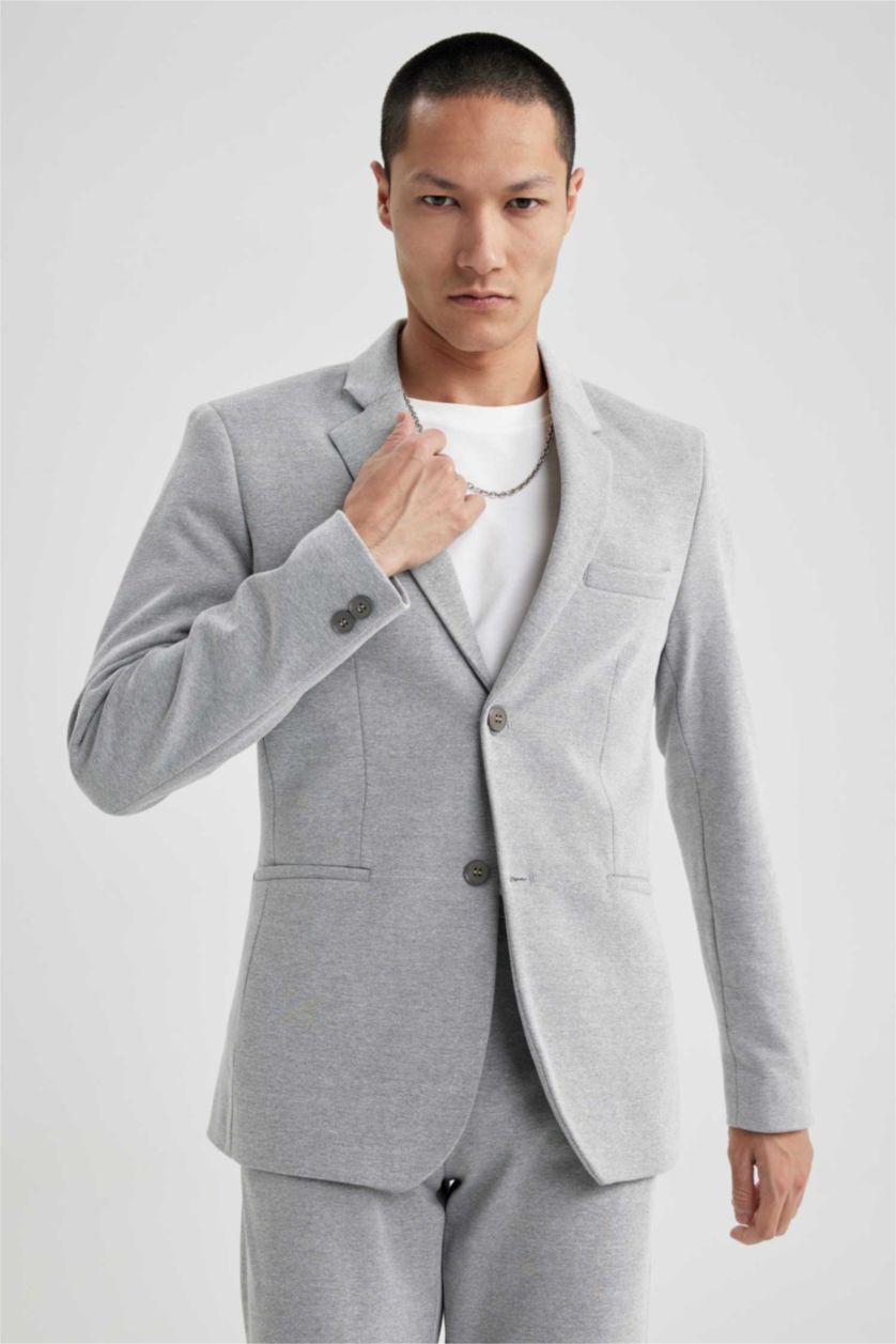 MAN Grey Slim Fit Lined Blazer