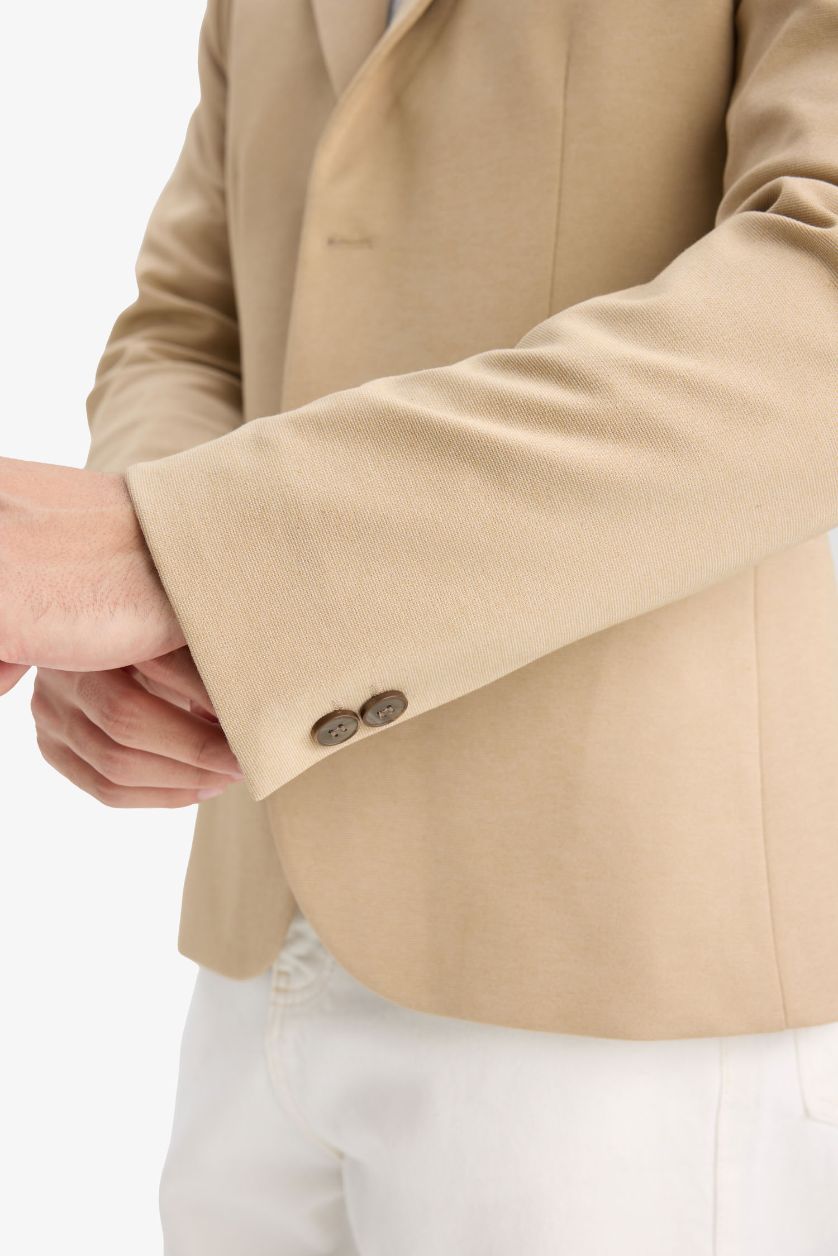 Erkek Kum Slım Fıt Astarlı Blazer Ceket