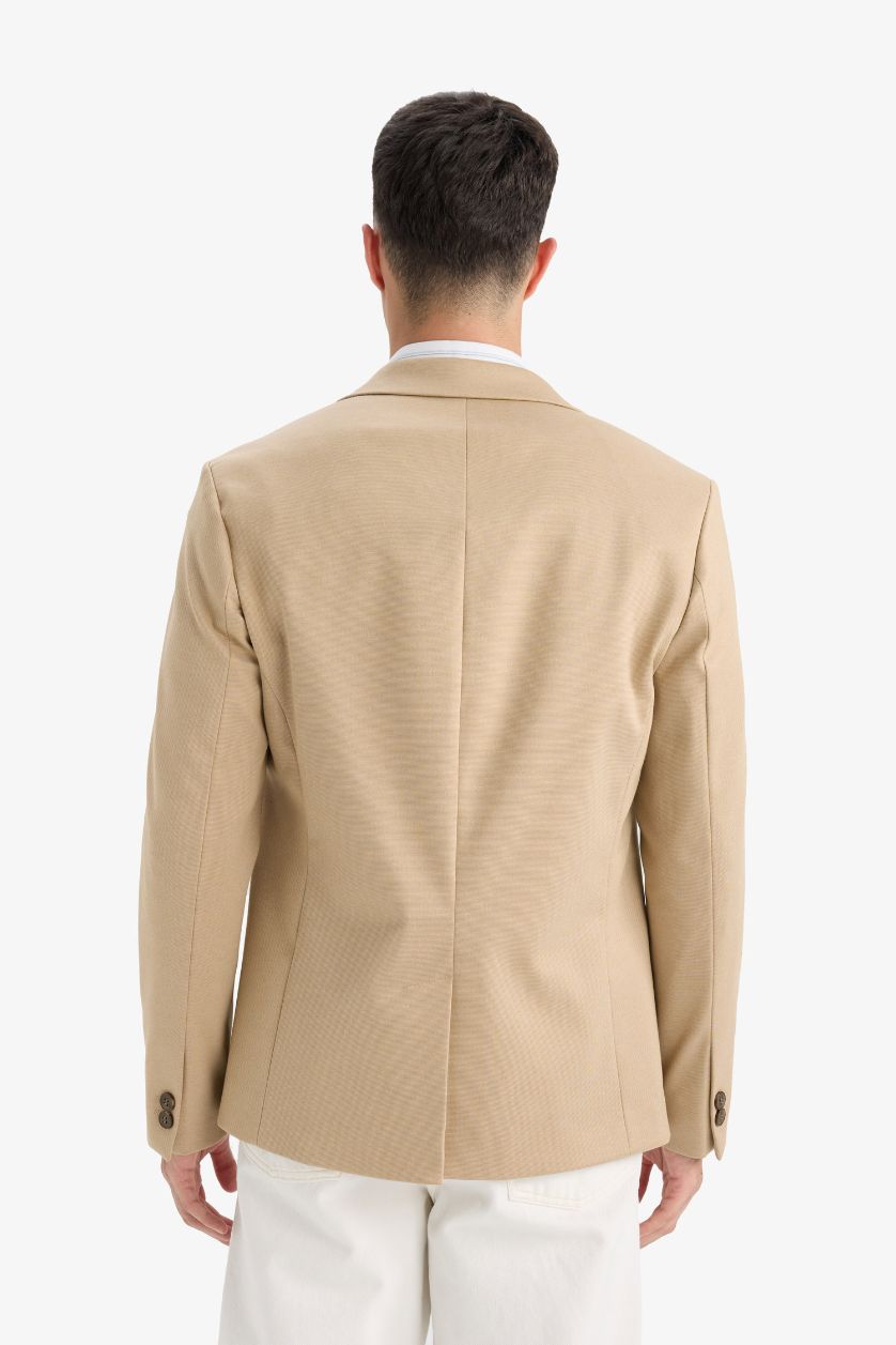 Erkek Kum Slım Fıt Astarlı Blazer Ceket