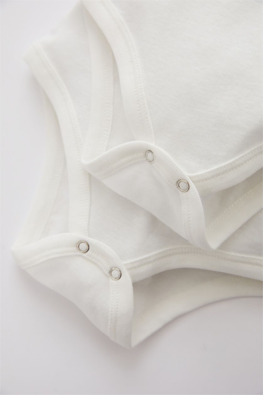 BABY BOY Beige Baby Boy Dinosaur Printed Newborn Cotton Rompers