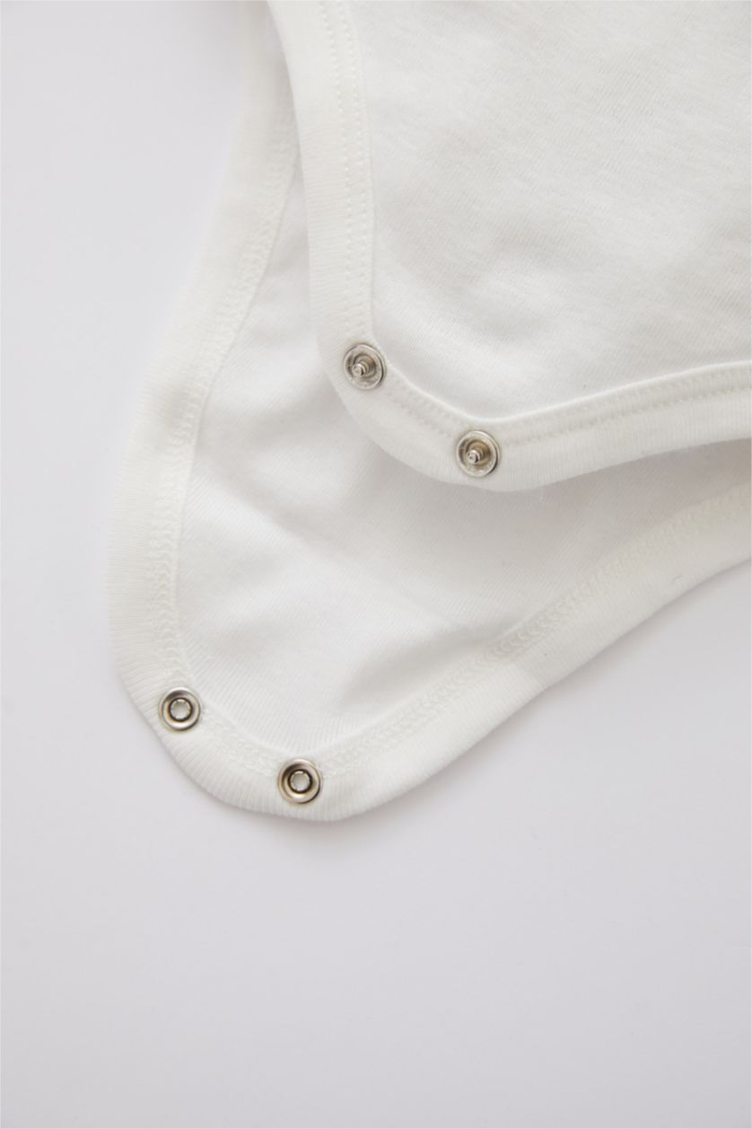 BABY BOY Beige Baby Boy Dinosaur Printed Newborn Cotton Rompers