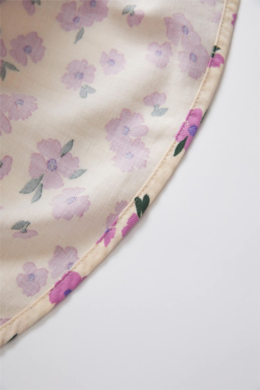 BÉBÉ FILLE Beige Robe en coton à manches longues et à col large pour bébé fille