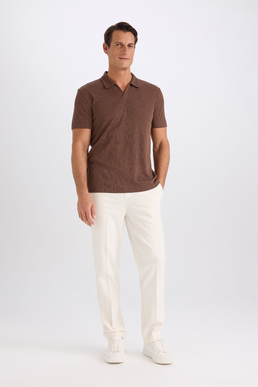 Man Brown Modern Fit Short Sleeve Polo T-Shirt