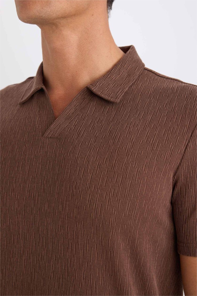 Man Brown Modern Fit Short Sleeve Polo T-Shirt