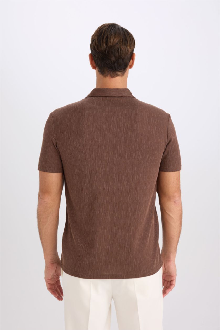 Man Brown Modern Fit Short Sleeve Polo T-Shirt