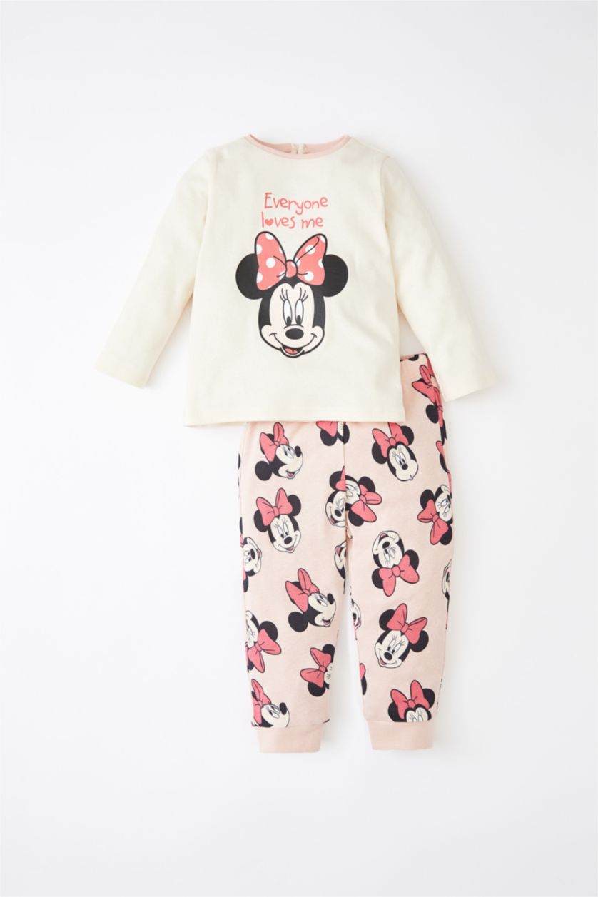 BABY GIRL Beige Long Sleeve Minnie Mouse Print Pyjama Set