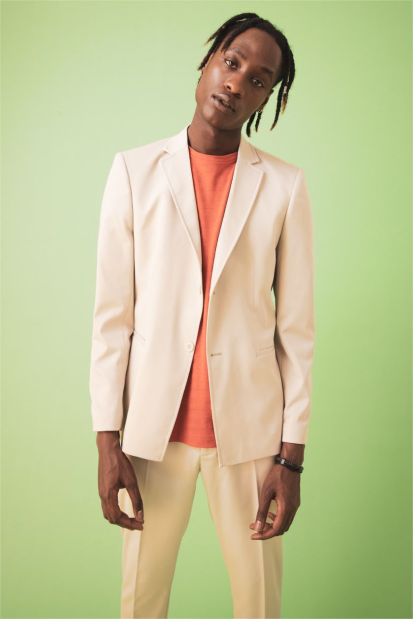 HOMME Beige Blazer Coupe Moderne Mi-doublé
