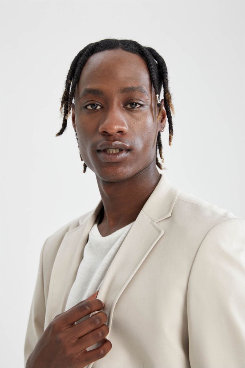 HOMME Beige Blazer Coupe Moderne Mi-doublé