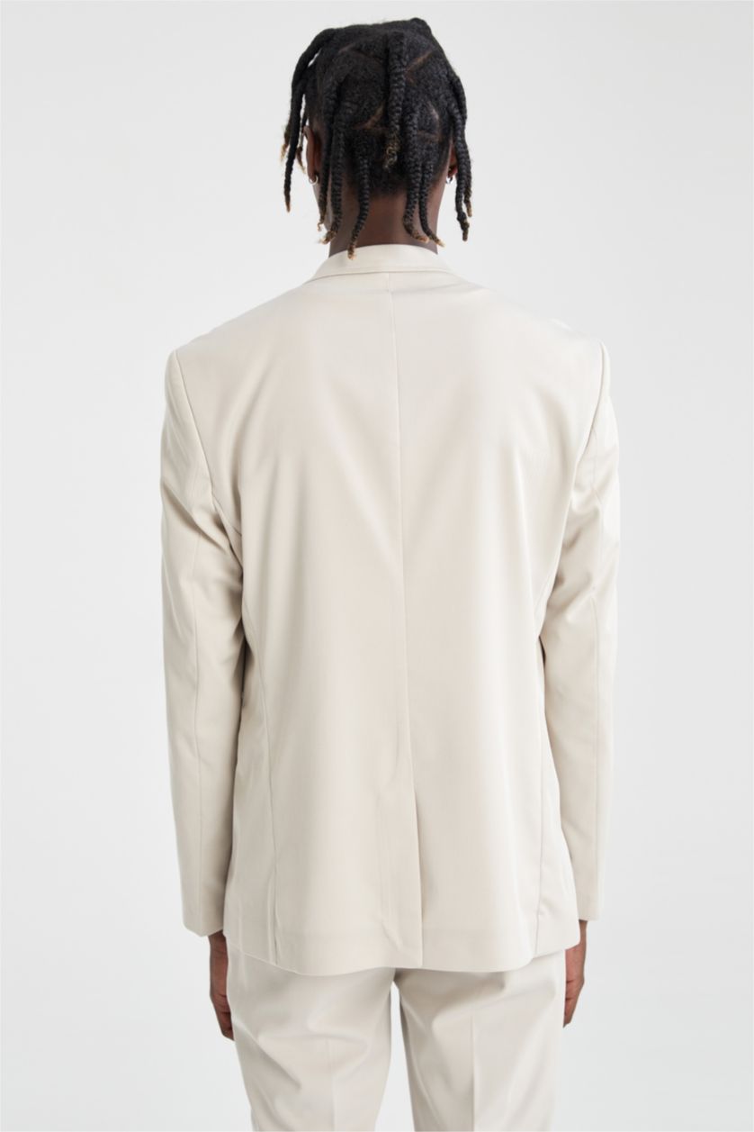 HOMME Beige Blazer Coupe Moderne Mi-doublé