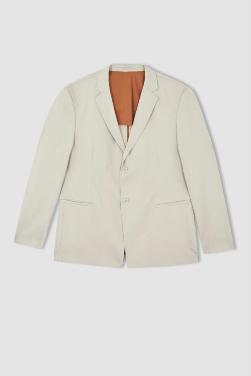 HOMME Beige Blazer Coupe Moderne Mi-doublé