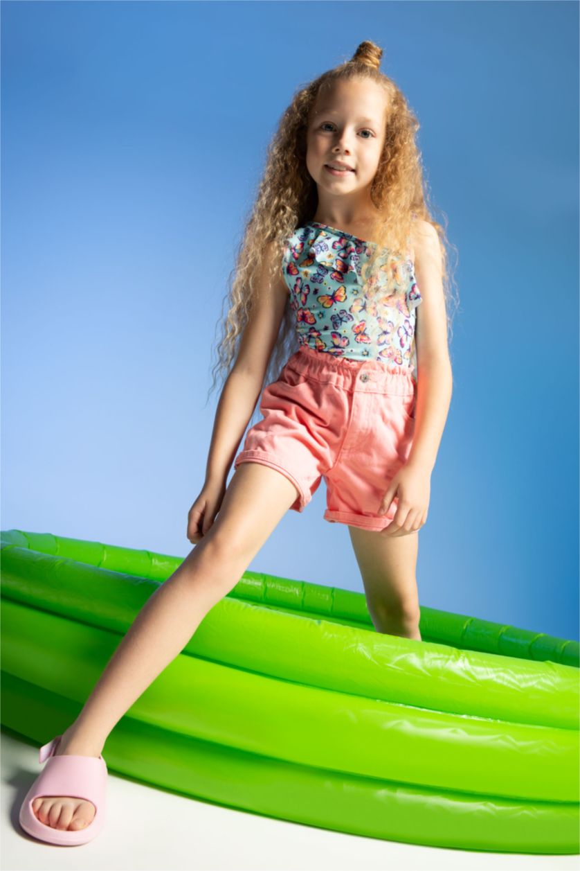 FILLES Turquoise Maillot de bain texturé extensible à motifs pour fille