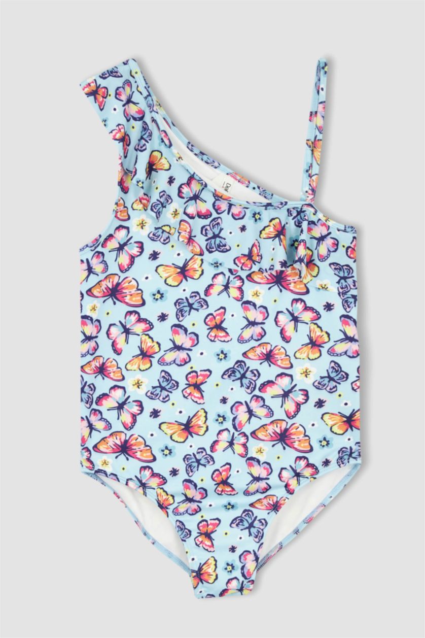 FILLES Turquoise Maillot de bain texturé extensible à motifs pour fille