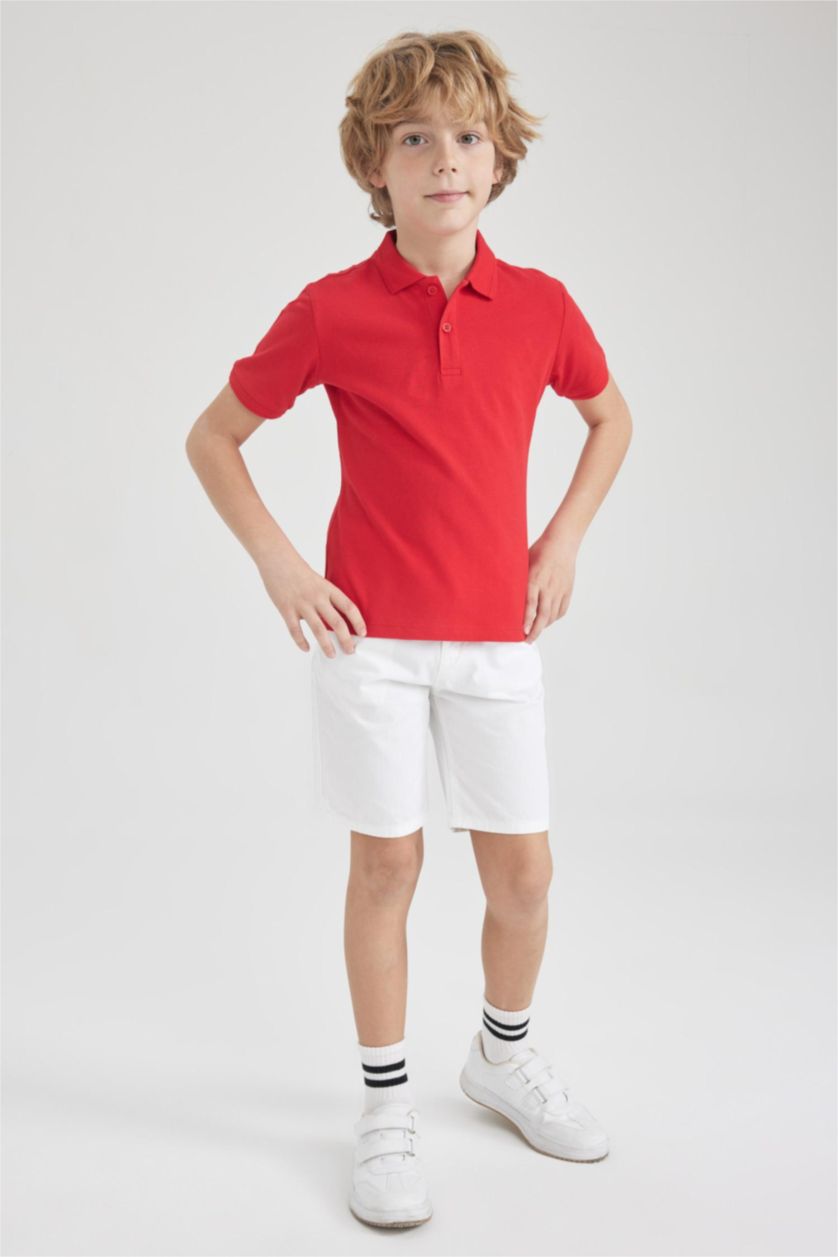 BOYS & TEENS White Boy Gabardine Bermuda Shorts
