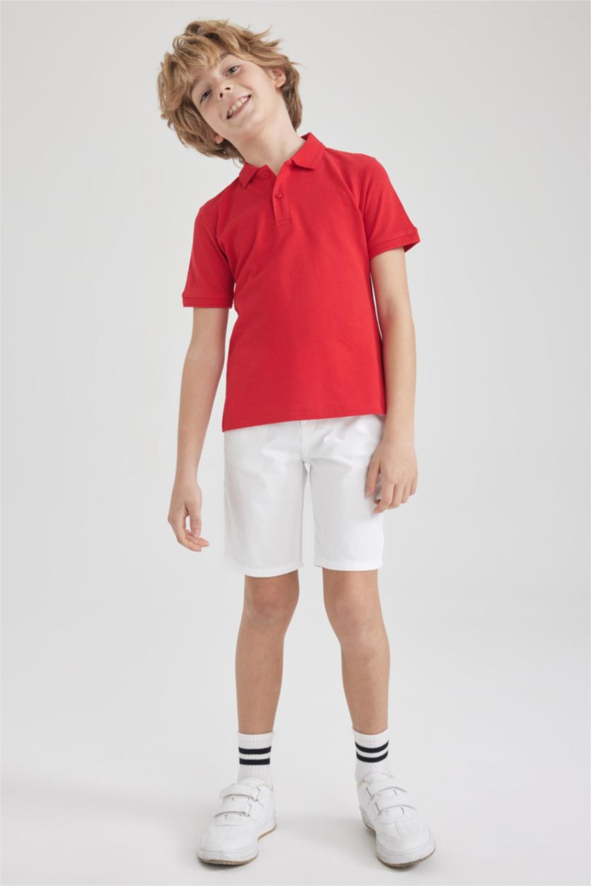 BOYS & TEENS White Boy Gabardine Bermuda Shorts
