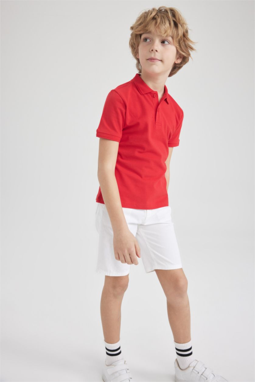 BOYS & TEENS White Boy Gabardine Bermuda Shorts