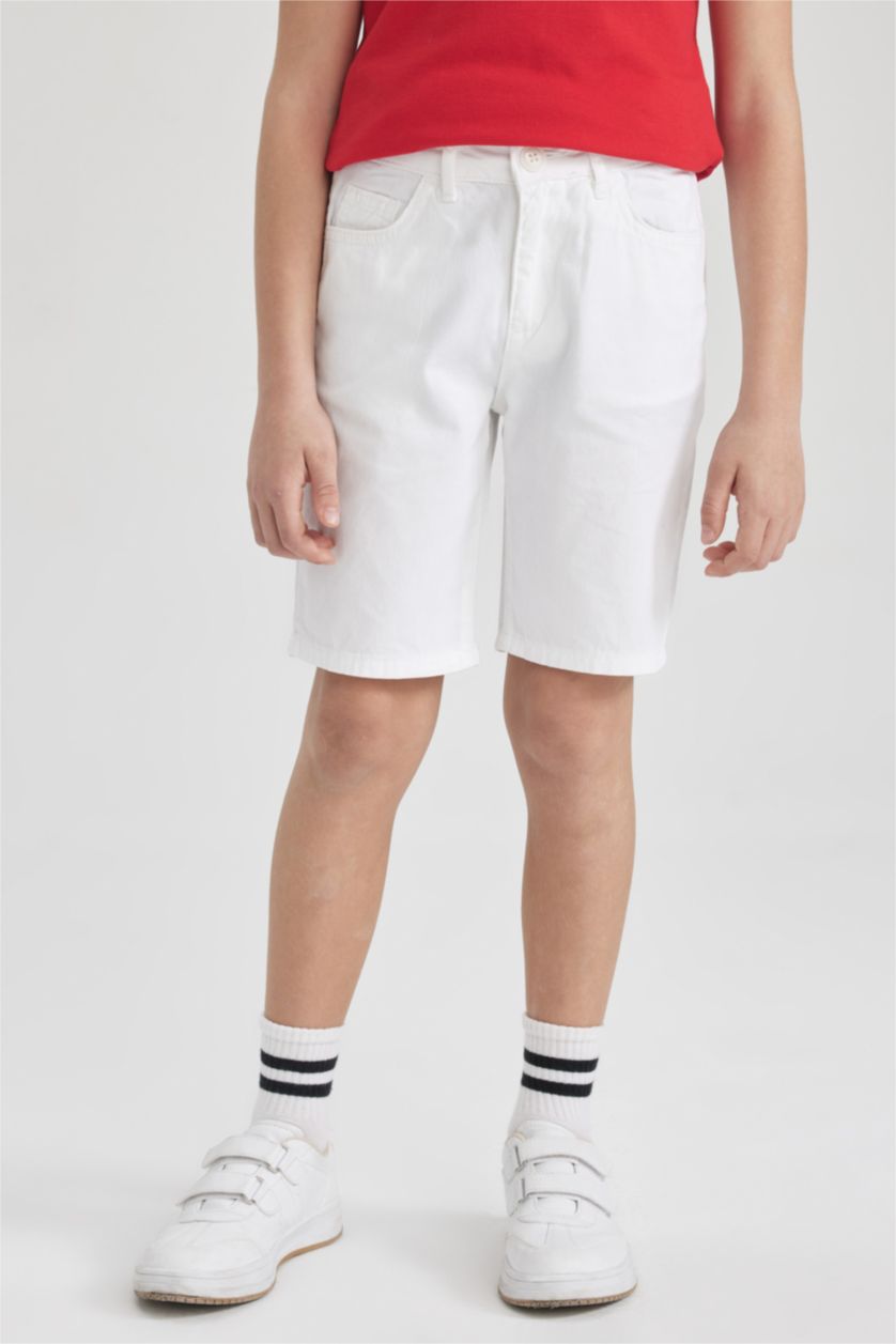 BOYS & TEENS White Boy Gabardine Bermuda Shorts