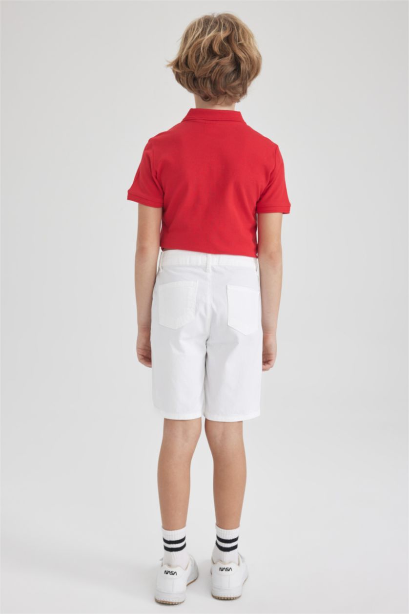 BOYS & TEENS White Boy Gabardine Bermuda Shorts