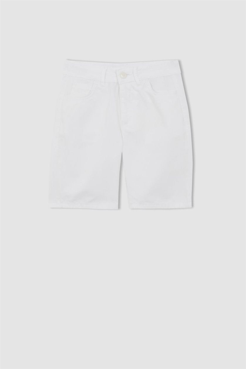 BOYS & TEENS White Boy Gabardine Bermuda Shorts