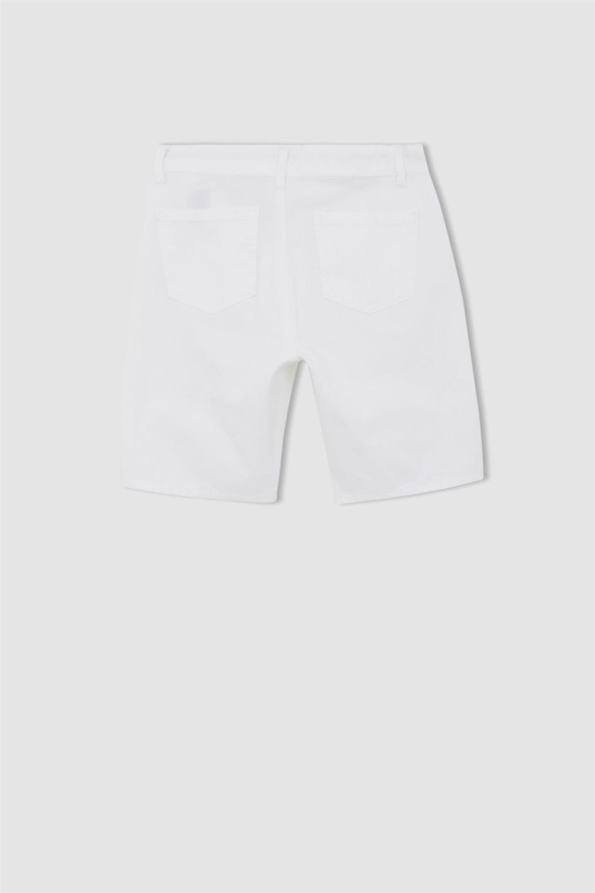 BOYS & TEENS White Boy Gabardine Bermuda Shorts