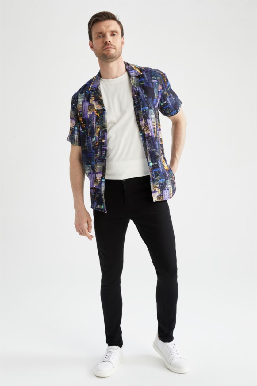 Erkek Siyah Super Skinny Ekstra Dar Kalıp Normal Bel Ekstra Dar Paça Jean Pantolon