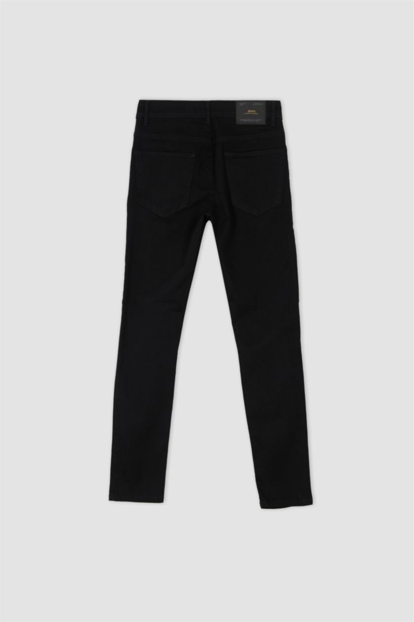 Erkek Siyah Super Skinny Ekstra Dar Kalıp Normal Bel Ekstra Dar Paça Jean Pantolon