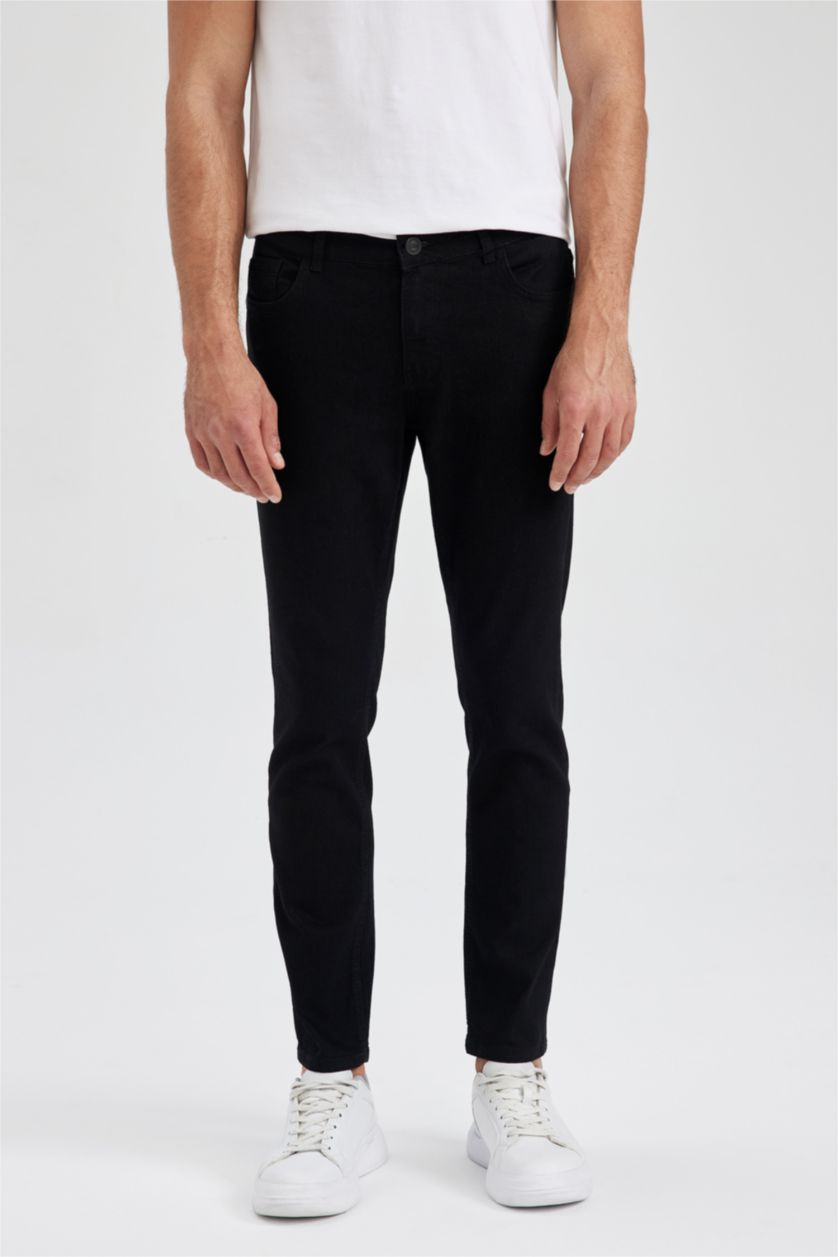 HOMME Noir Jean Pedro Slim Fit à taille normale et jambe étroite