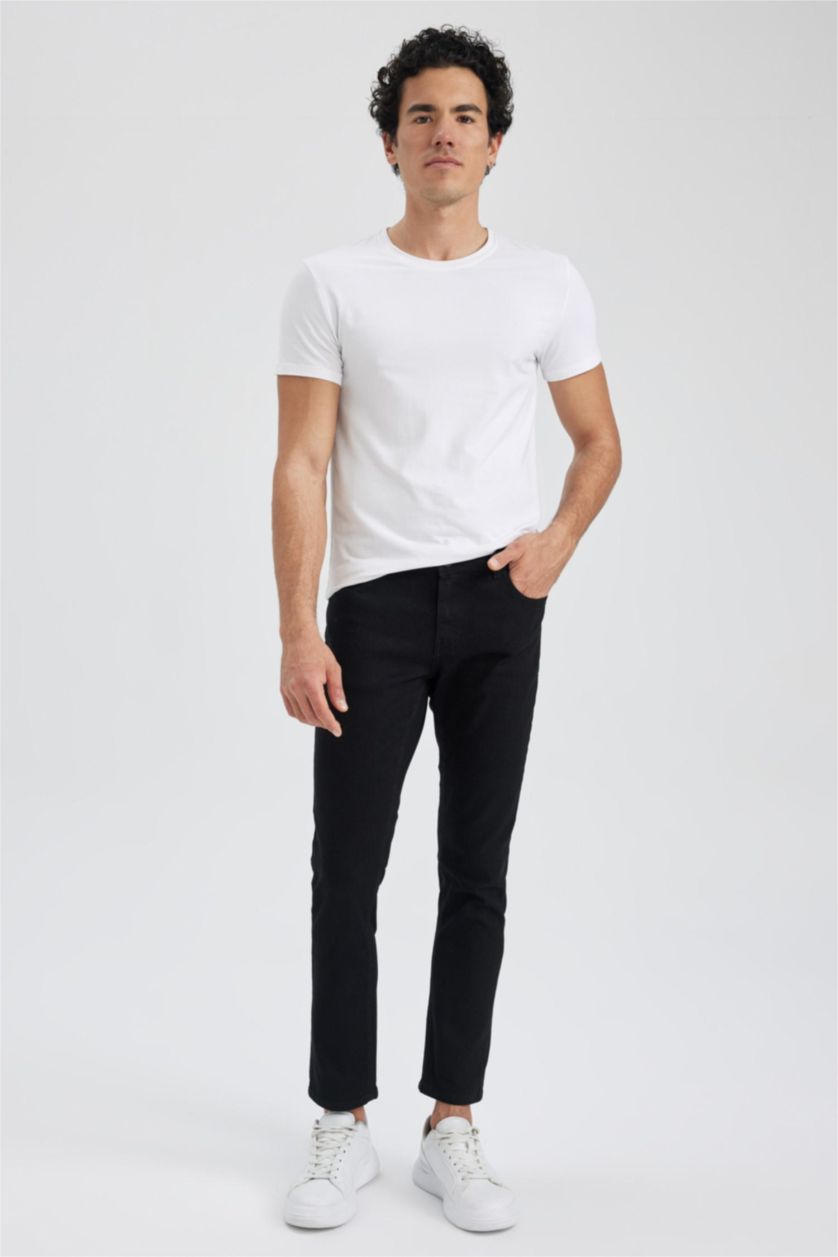 HOMME Noir Jean Pedro Slim Fit à taille normale et jambe étroite