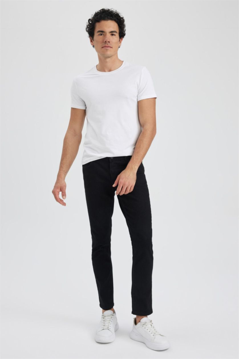 HOMME Noir Jean Pedro Slim Fit à taille normale et jambe étroite