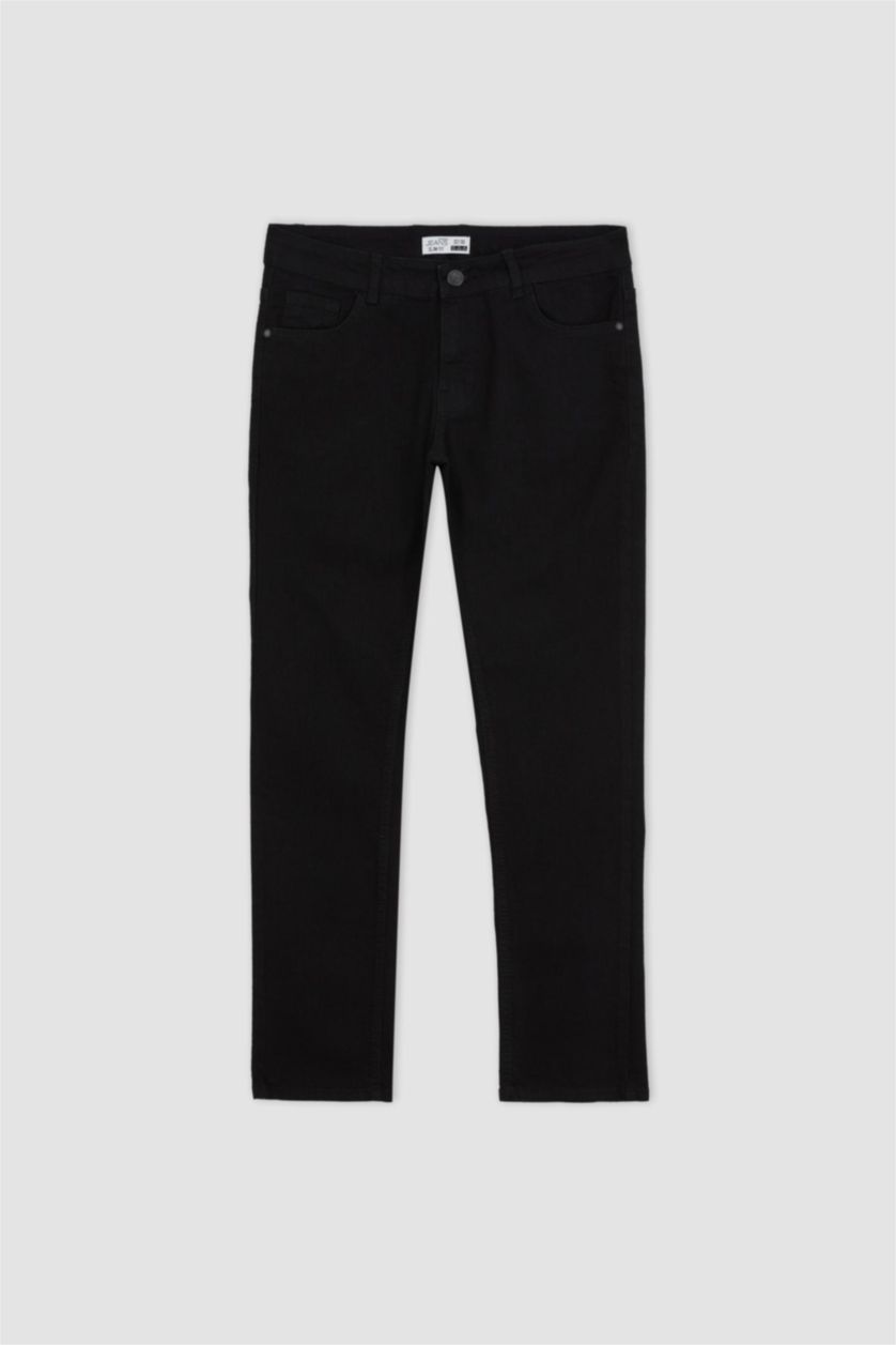 HOMME Noir Jean Pedro Slim Fit à taille normale et jambe étroite