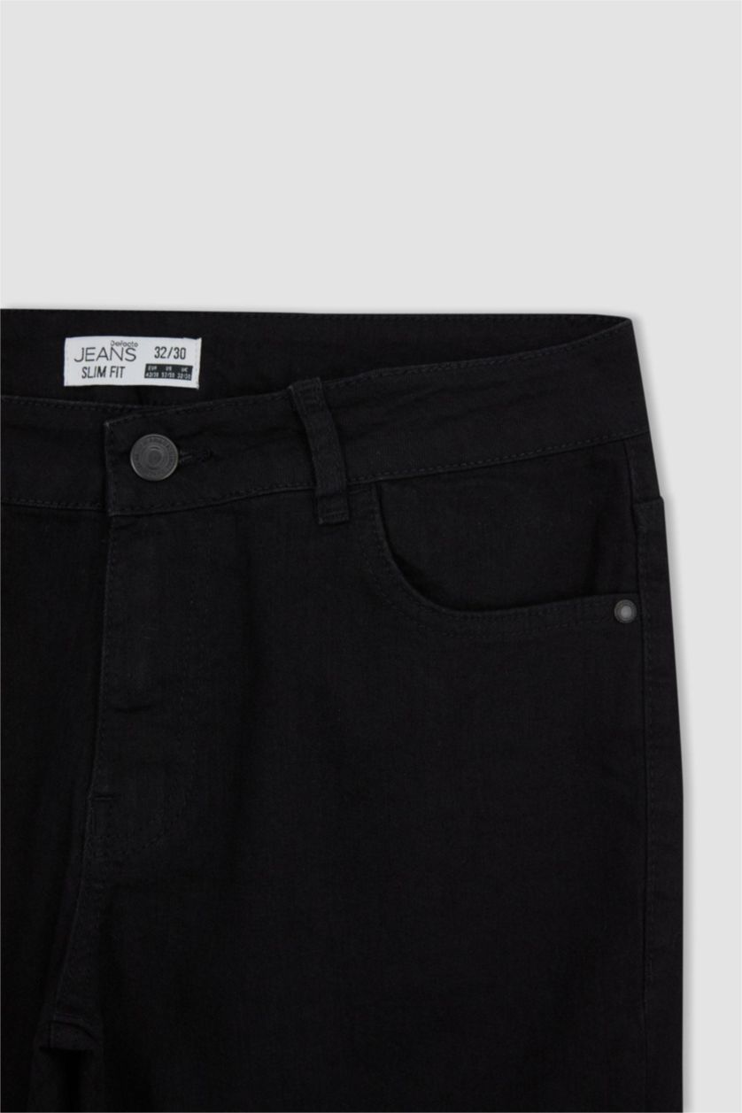 HOMME Noir Jean Pedro Slim Fit à taille normale et jambe étroite