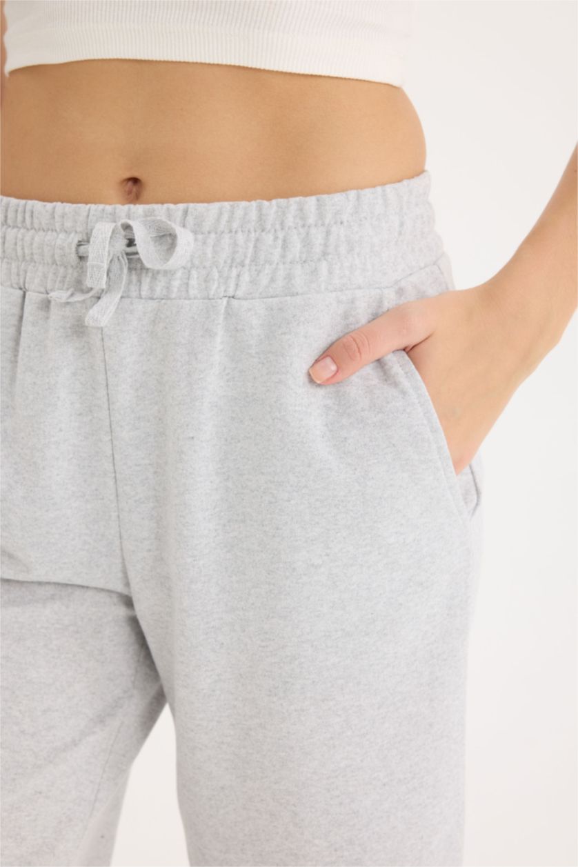 WOMAN Grey Melange Regular Fit Normal Waist Straight Leg Shorts