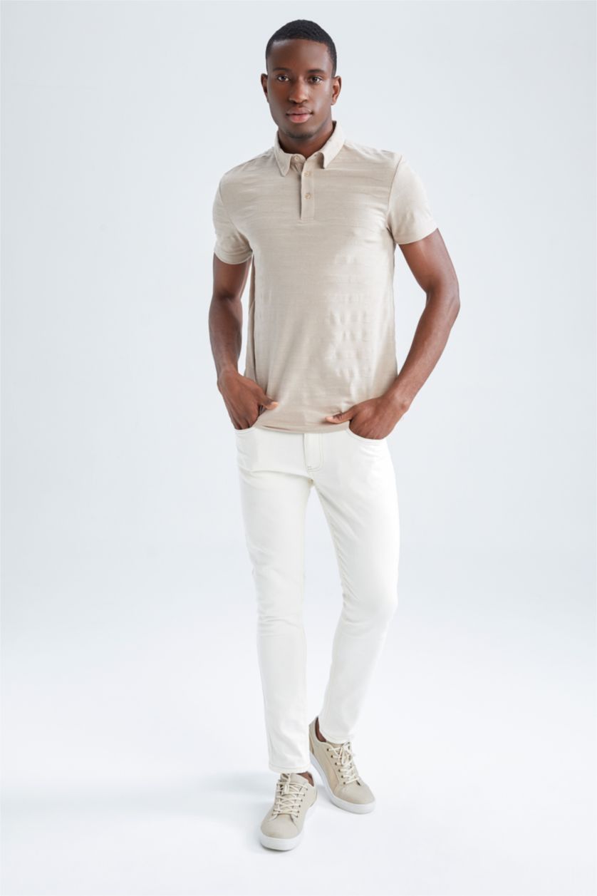 MAN Sand Modern Fit Polo Neck Short Sleeve T-Shirt