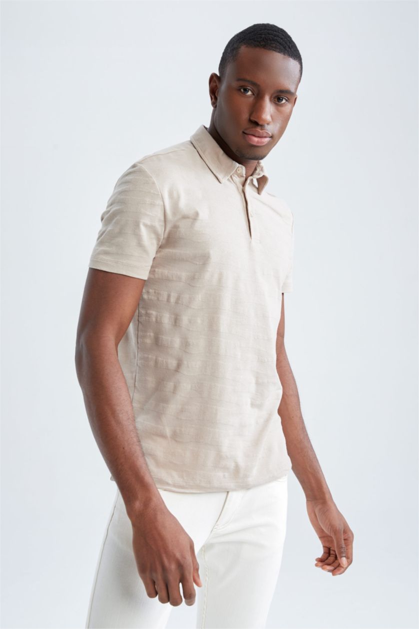 MAN Sand Modern Fit Polo Neck Short Sleeve T-Shirt