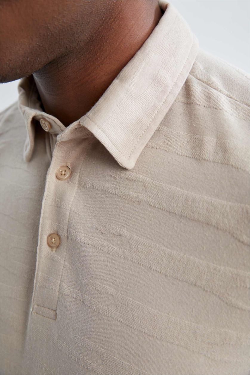 MAN Sand Modern Fit Polo Neck Short Sleeve T-Shirt