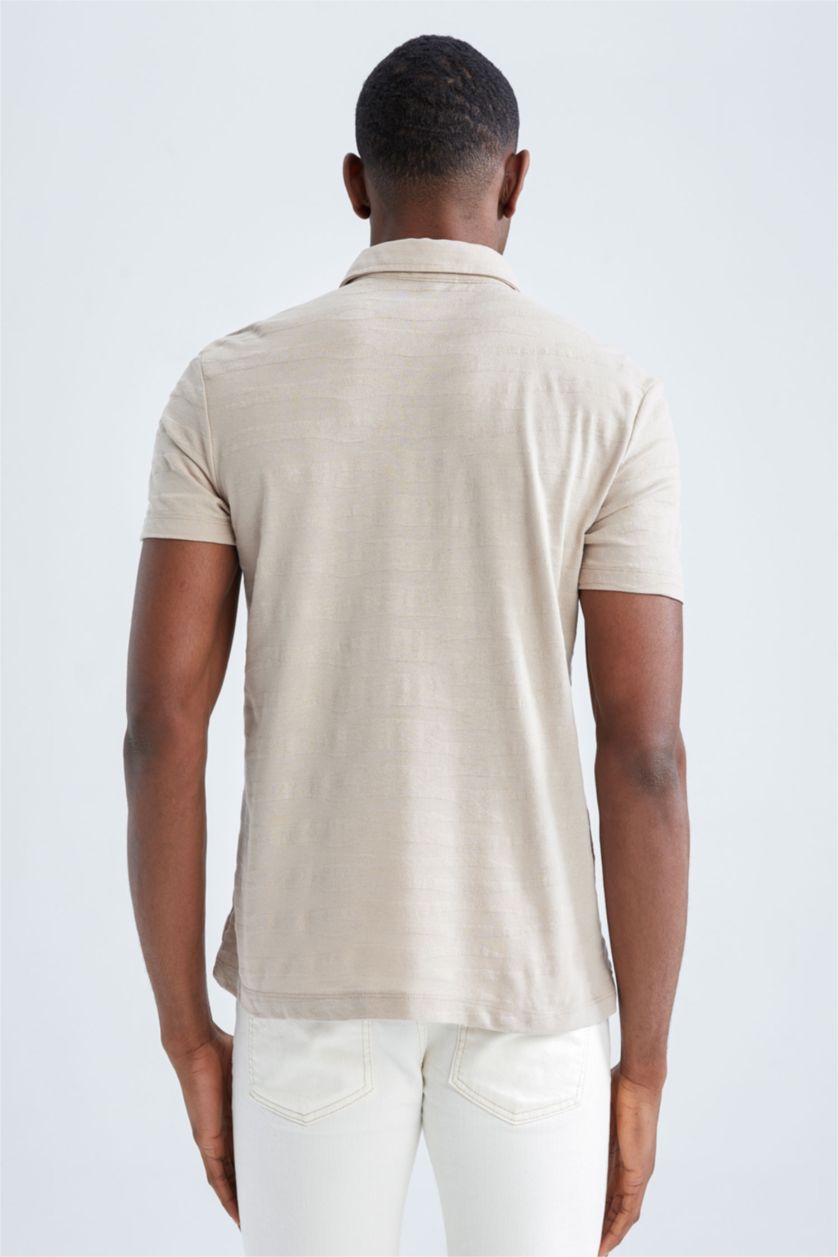 MAN Sand Modern Fit Polo Neck Short Sleeve T-Shirt