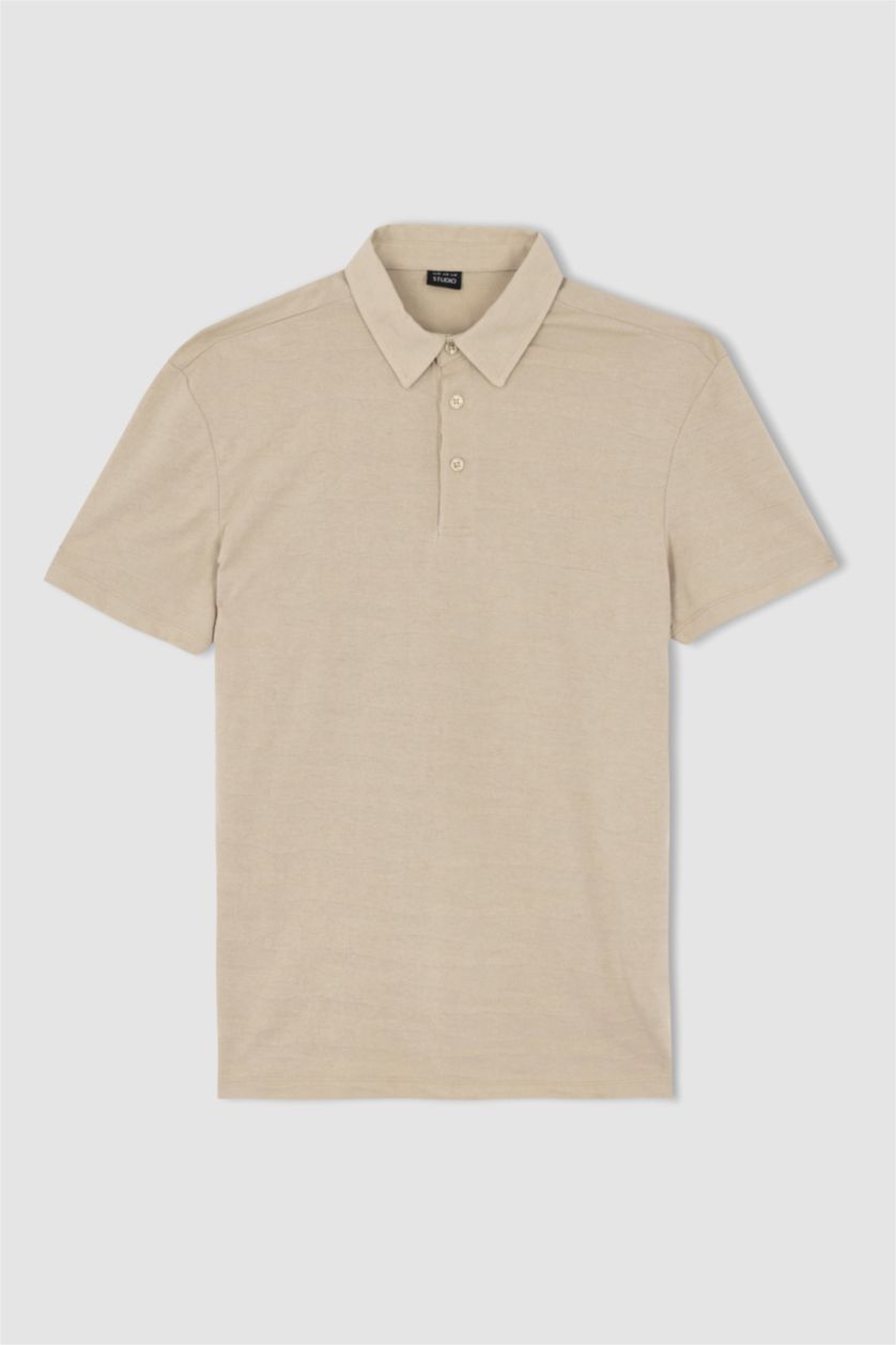 MAN Sand Modern Fit Polo Neck Short Sleeve T-Shirt