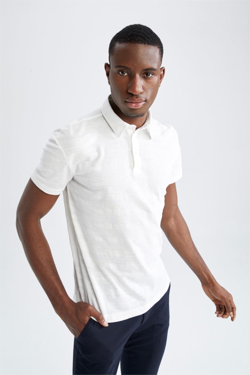 رجالي اوف وايت تي شيرت بولو مودرن فيت نص كم