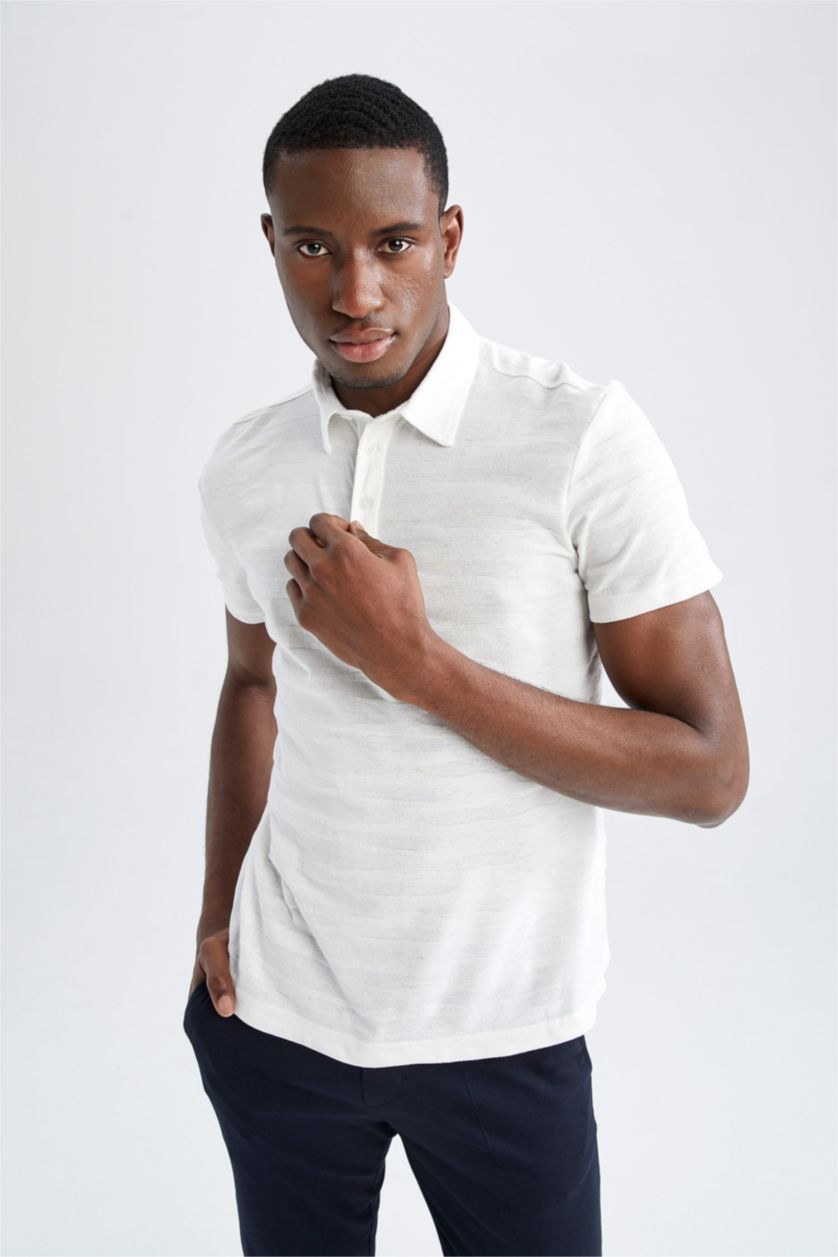 رجالي اوف وايت تي شيرت بولو مودرن فيت نص كم