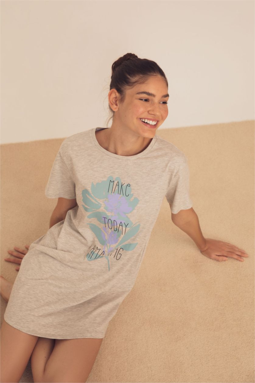 Kadın Gri Melanj Pamuklu Elbise