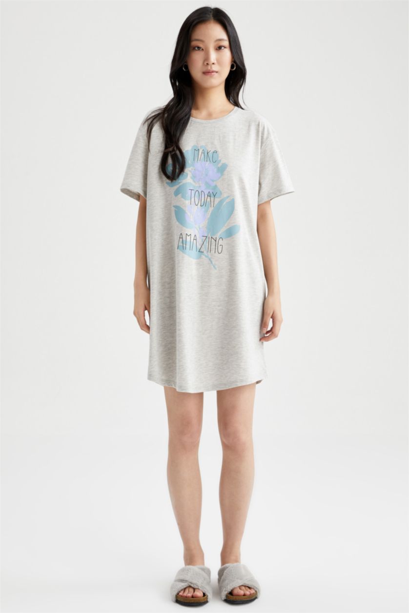 Kadın Gri Melanj Pamuklu Elbise